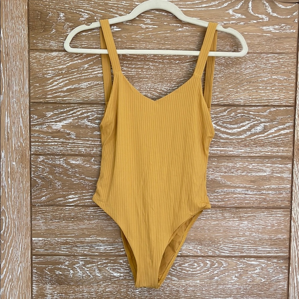 Vitamin Yellow Ribbed one piece Swimsuit
